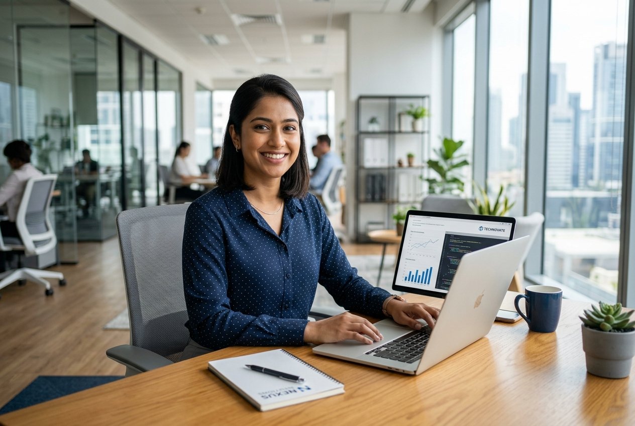 Bookkeeping professional working on a laptop